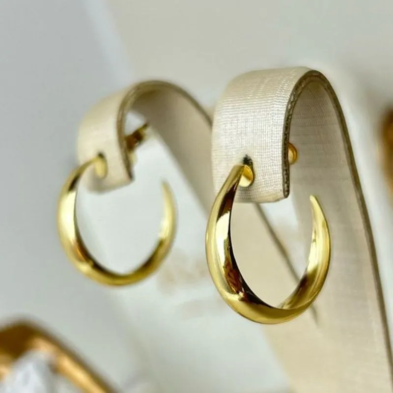 Brinco Grande Liso Elayne Banhado a Ouro