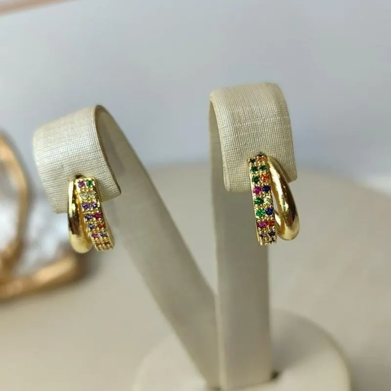 Brinco Jaqueline Color Banhado a Ouro