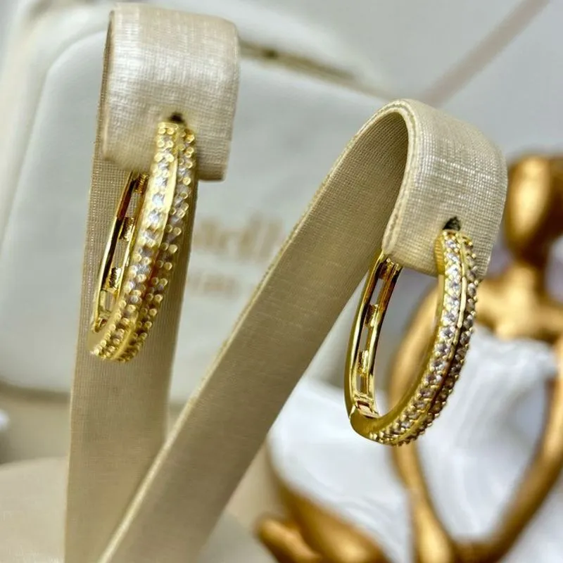 Argola Grande Craveja Banhado a Ouro