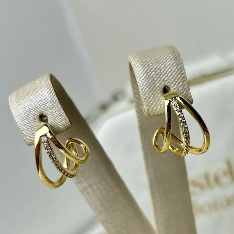 Brinco Aryelle Cravejado Banhado a Ouro
