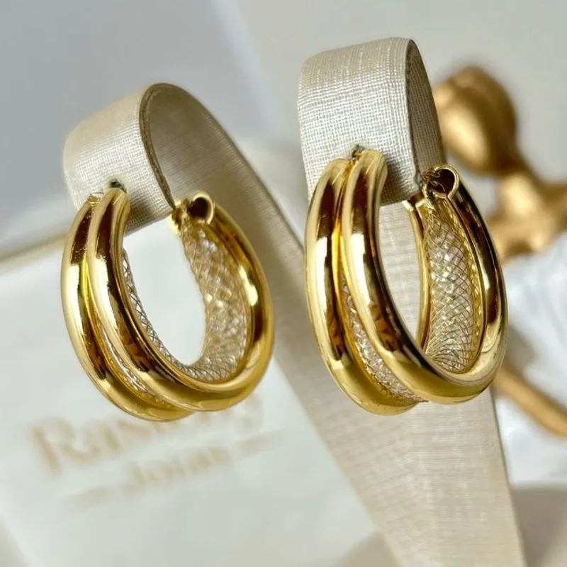 Brinco com Redinha Luxo Banhado a Ouro