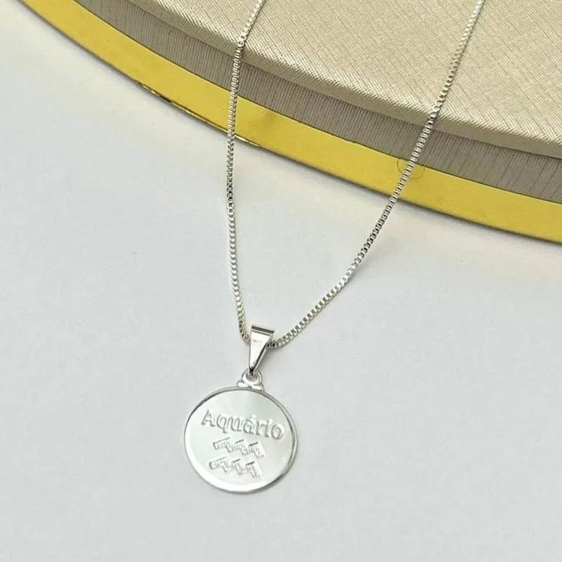Colar Signo Aquário Banhado a Prata