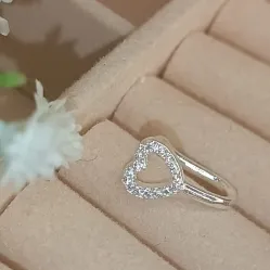 Piercing Fake Coração Cravejado  Vazado Banhado  a Prata