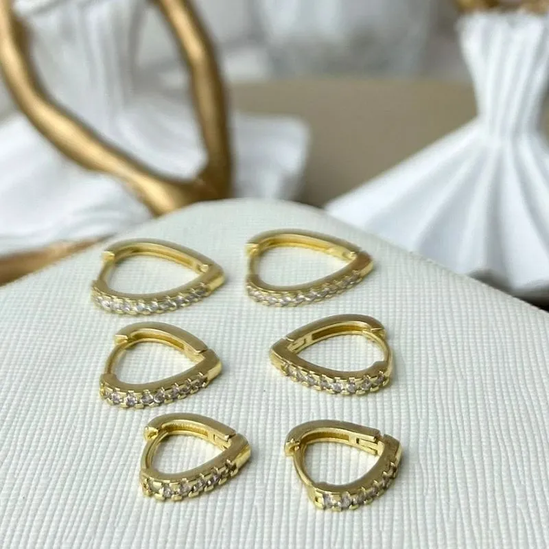 Argola Trio Coração Cravejado