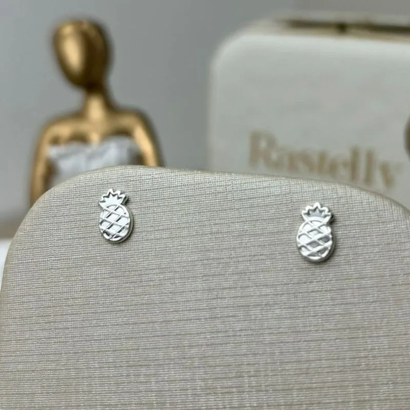 Brinco Abacaxi Infantil Banhado a Prata