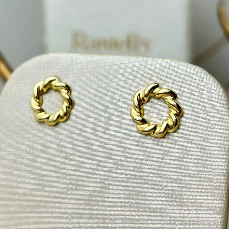 Brinco Aro Trançado Banhado a Ourro