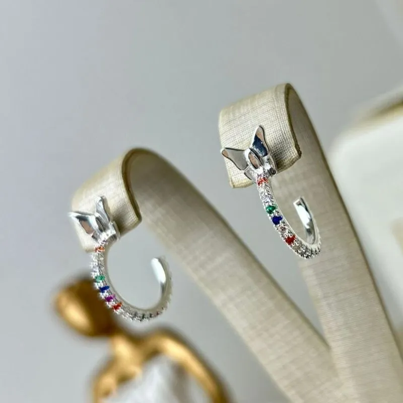 Brinco Borboleta Zirconia Color Banhado a Prata