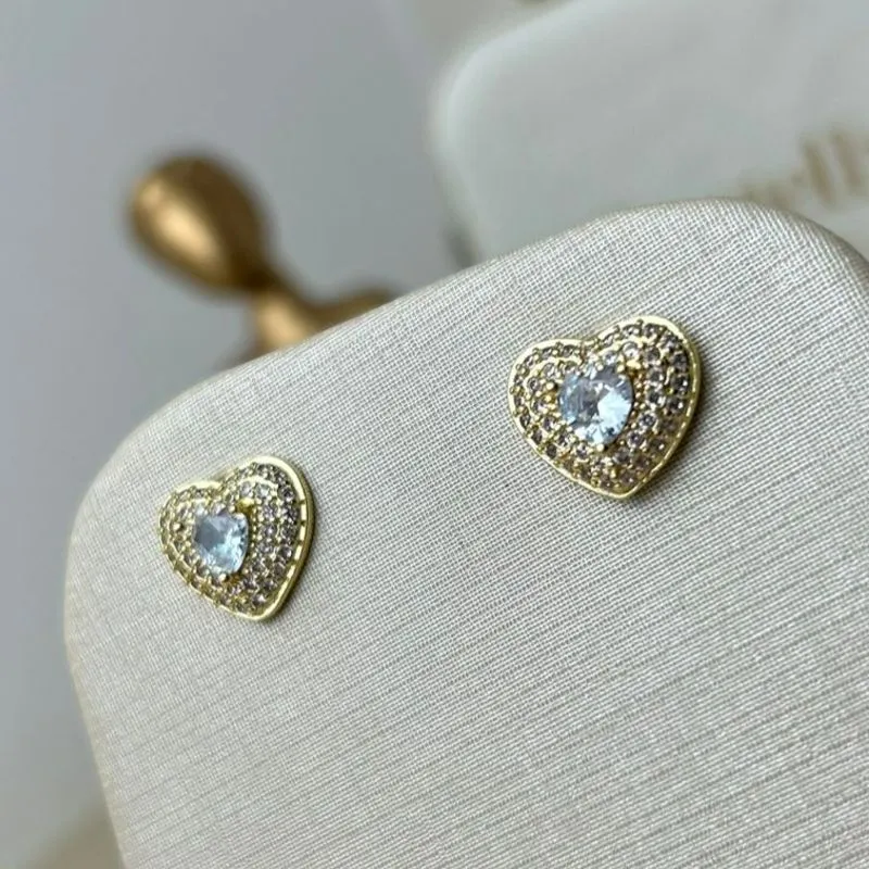 Brinco Coração Cravejado