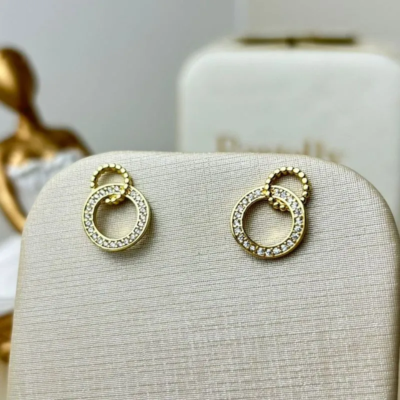 Brinco Elo Duplo Cravejado Banhado a Ouro