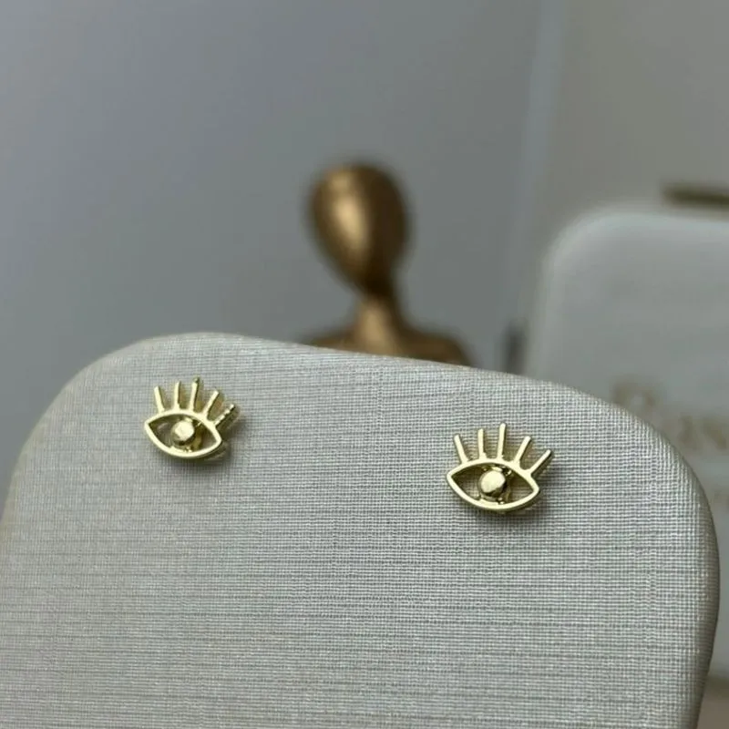 Brinco Olho Grego Vazado Banhado a Ouro
