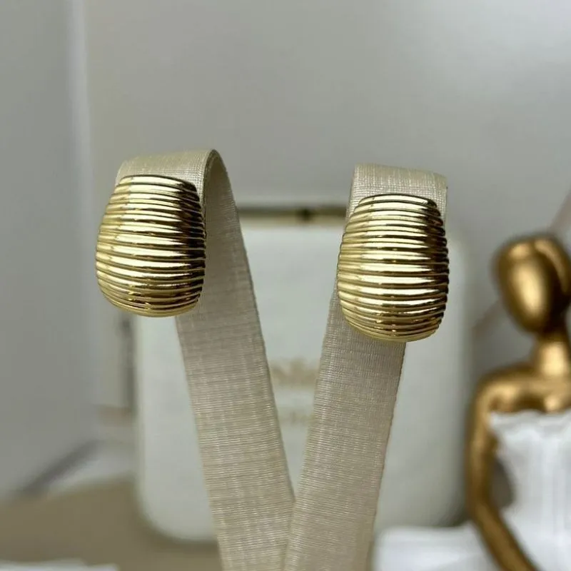 Brinco Sanfonado Liso Banhado a Ouro