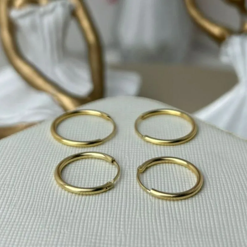 Dupla Argola Lisa Banhada a Ouro