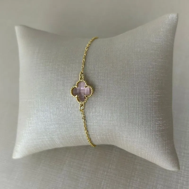 Pulseira Elo Cadeado Flor Light Rose