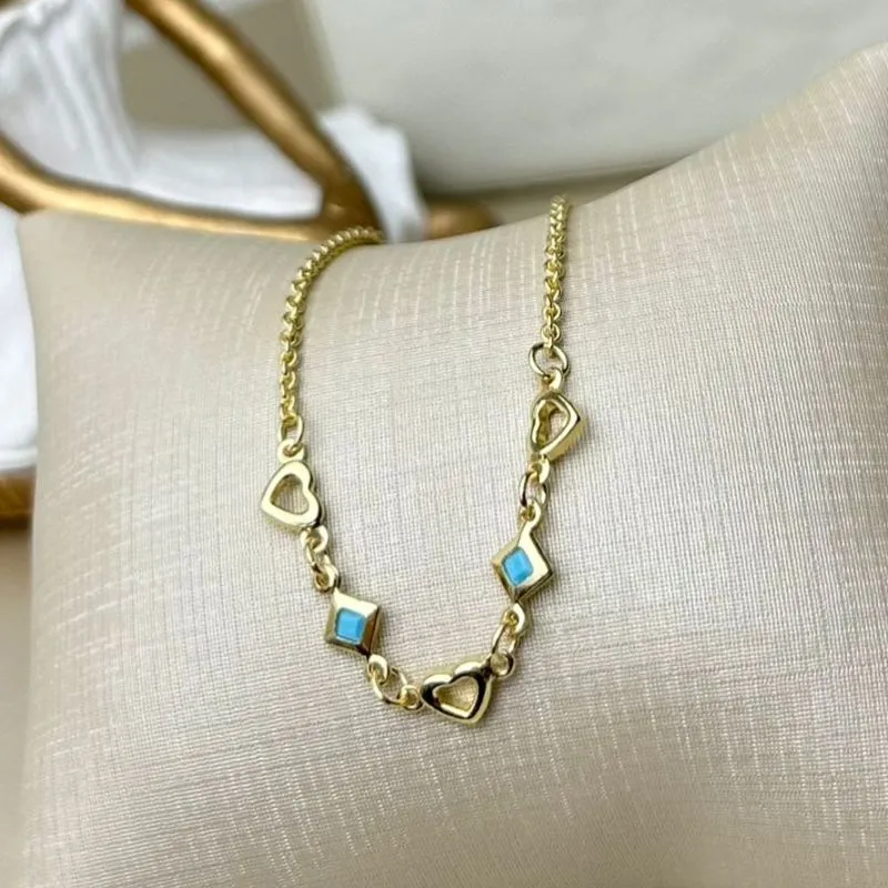 Tornozeleira Coração vazado E Balão Azul