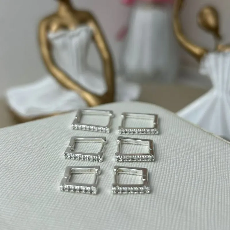 Trio Argola Quadrada com Zircônia