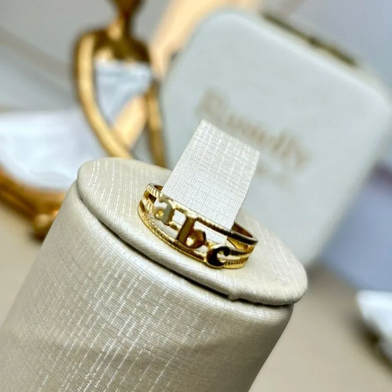 Anel ABC de Formatura Vazado Banhado a Ouro