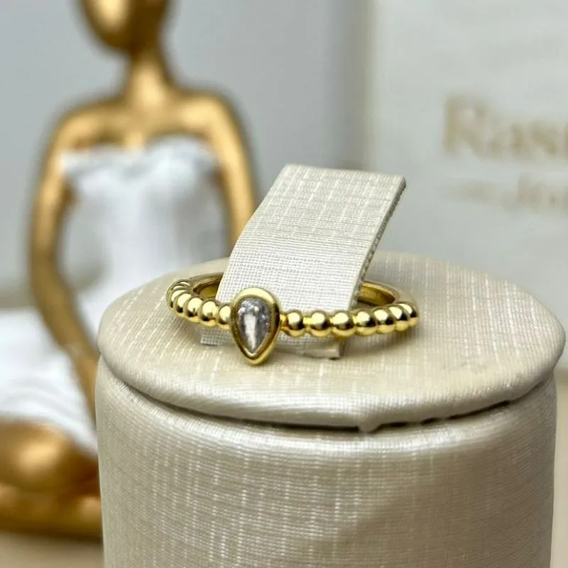 Anel  de Bolinha com Ponto de Zircônia