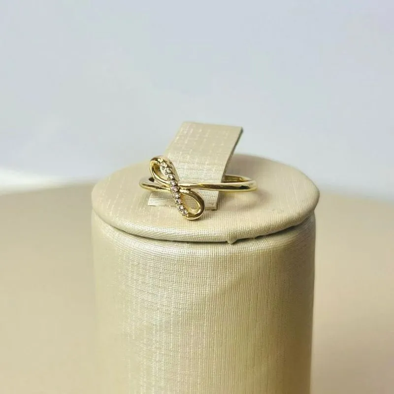 Anel Infinito Cravejado Aro Duplo