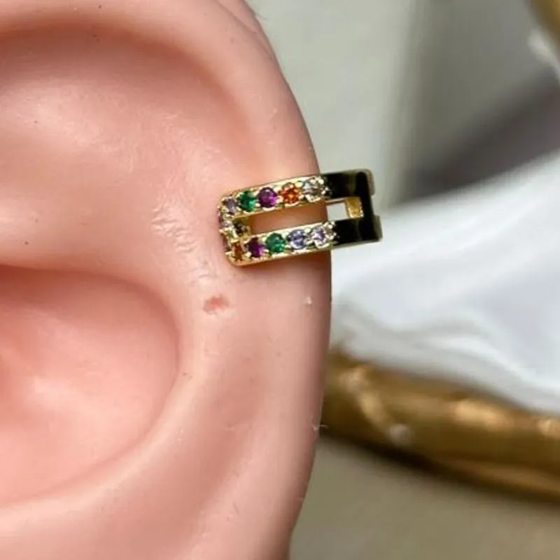 Piercing Fake Color Banhado a Ouro