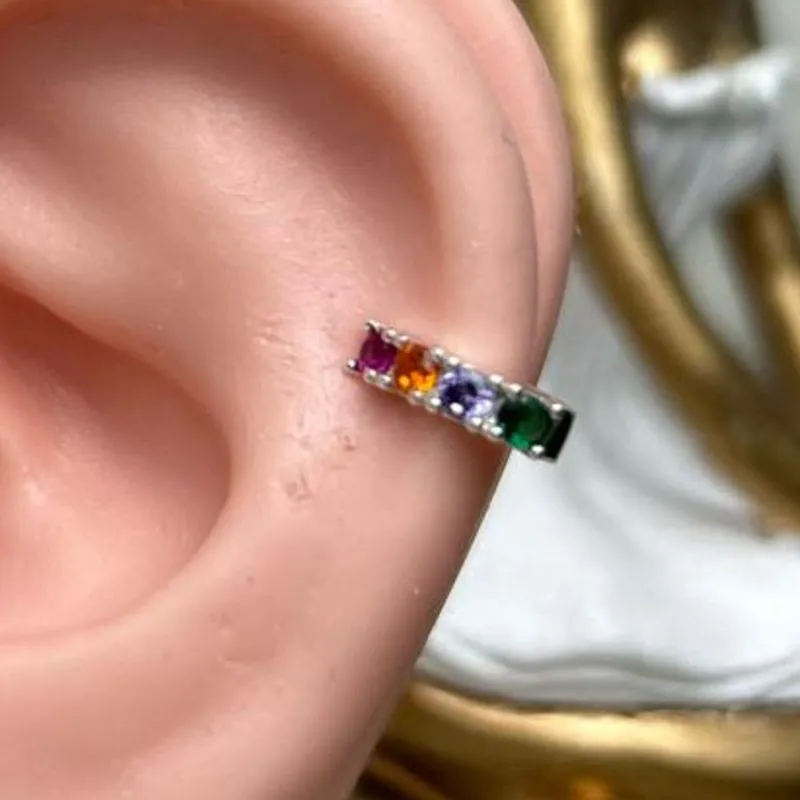 Piercing Fake Color Banhado a Prata