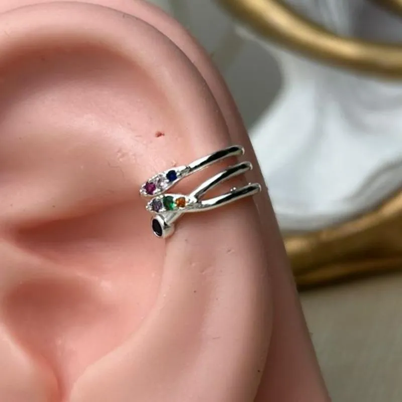 Piercing Fake Color Cravejadas   Banhado a Prata