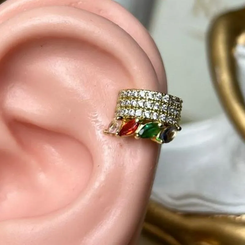 Piercing  Fake Cravejado Banhado a Ouro