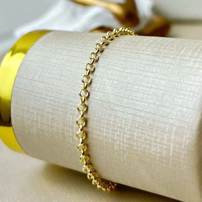 Pulseira Infantil Elo Português Banhada a Ouro