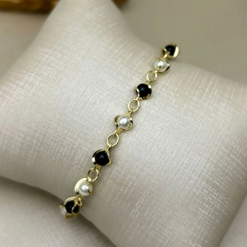 Pulseira Pérolas Banhada a Ouro