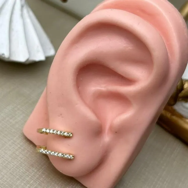 Dupla Argola Quadrada com Zircônia