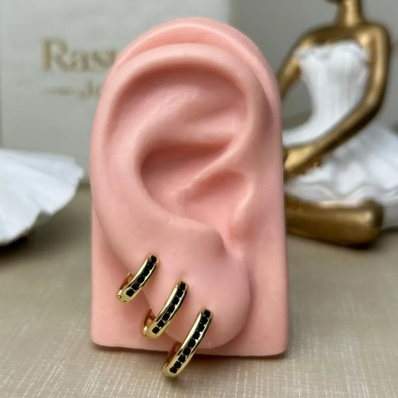 Trio Argola em Zirconia Onix