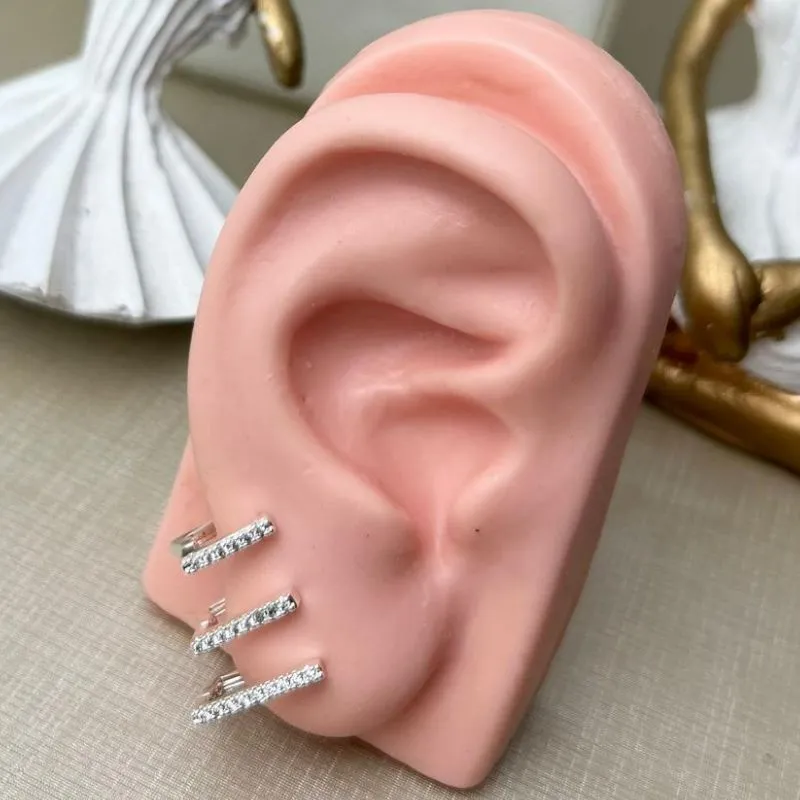 Trio Argola Quadrada com Zircônia