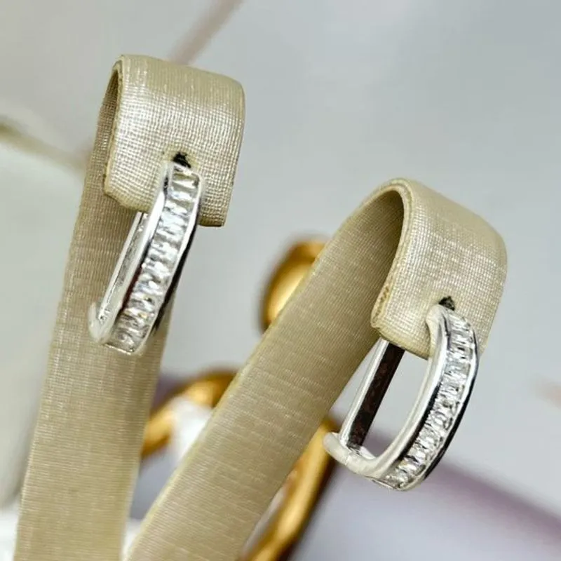 Argola D Cravejado Banhado a Prata