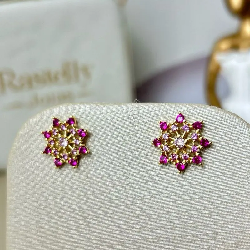 Brinco Carrossel Com Zircónia Rosa