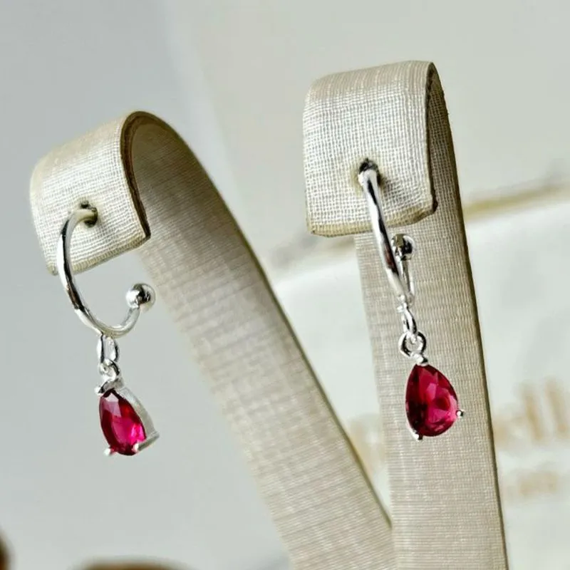 Brinco Circular De Gota Rosa