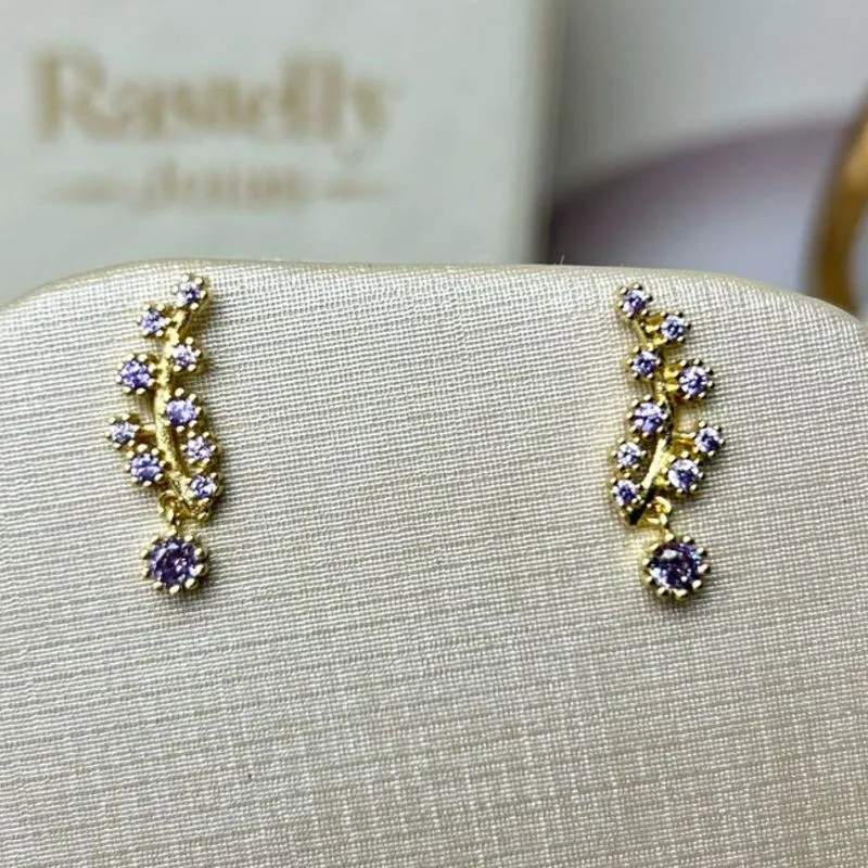 Brinco Cravejado Pedras Lilas