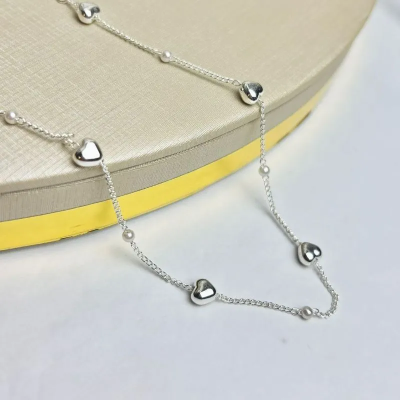 Choker Coração com Pérola Banhada a Prata