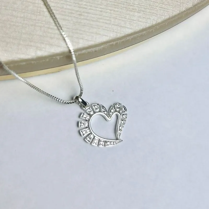 Colar De Coração Zirconia Banhado a Prata