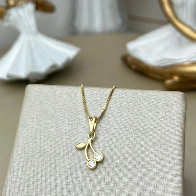 Colar Infantil Cerejinha  Banhado a Ouro