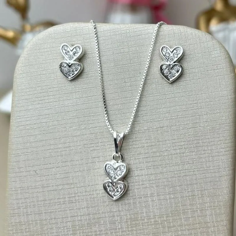 Conjunto Amor Banhado a Prata