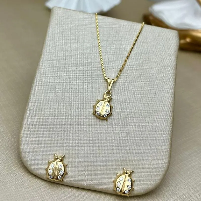 Conjunto Joaninha Banhado a Ouro