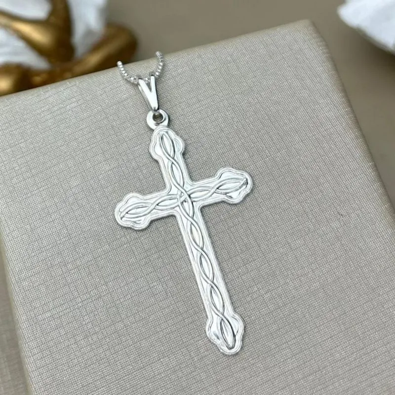 Pingente Cruz Chapado Banhado a Prata