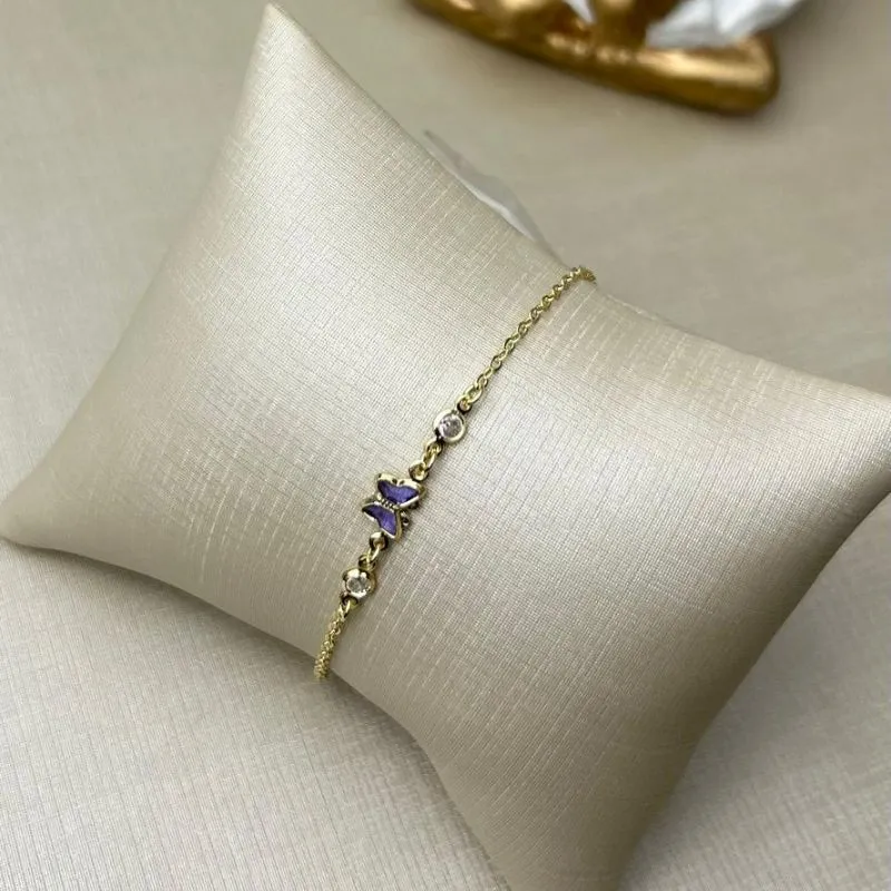 Pulseira Infantil Catarina Lilás Banhada a Ouro