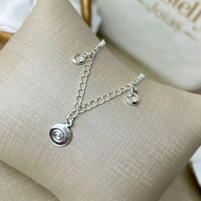 Tornozeleira Hipnose com 2 Pedrinhas de Zirconia Banhado a prata