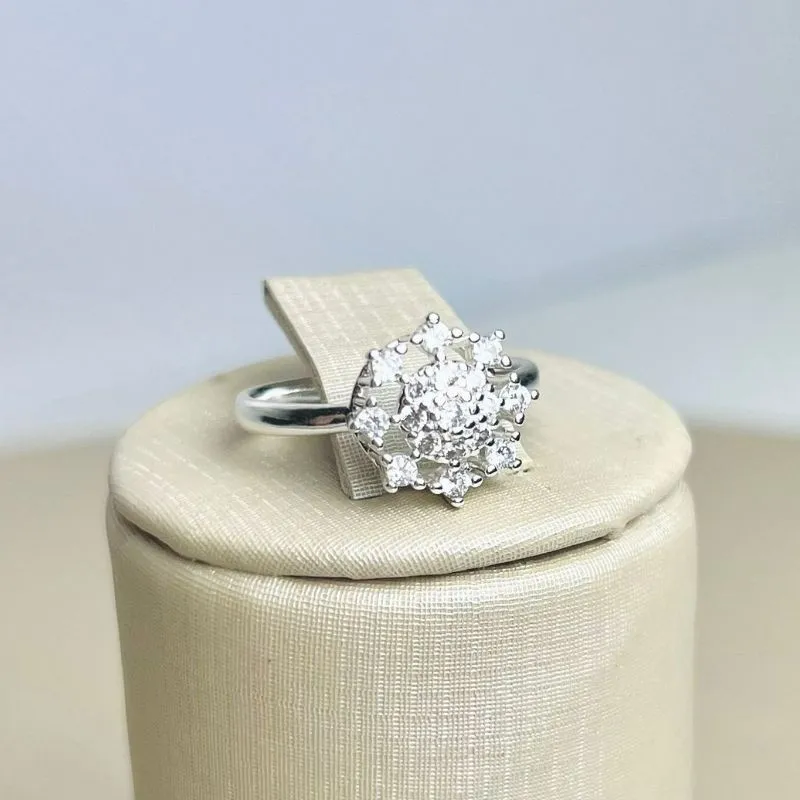 Anel Chuveirinho em zirconia Banhado a Prata