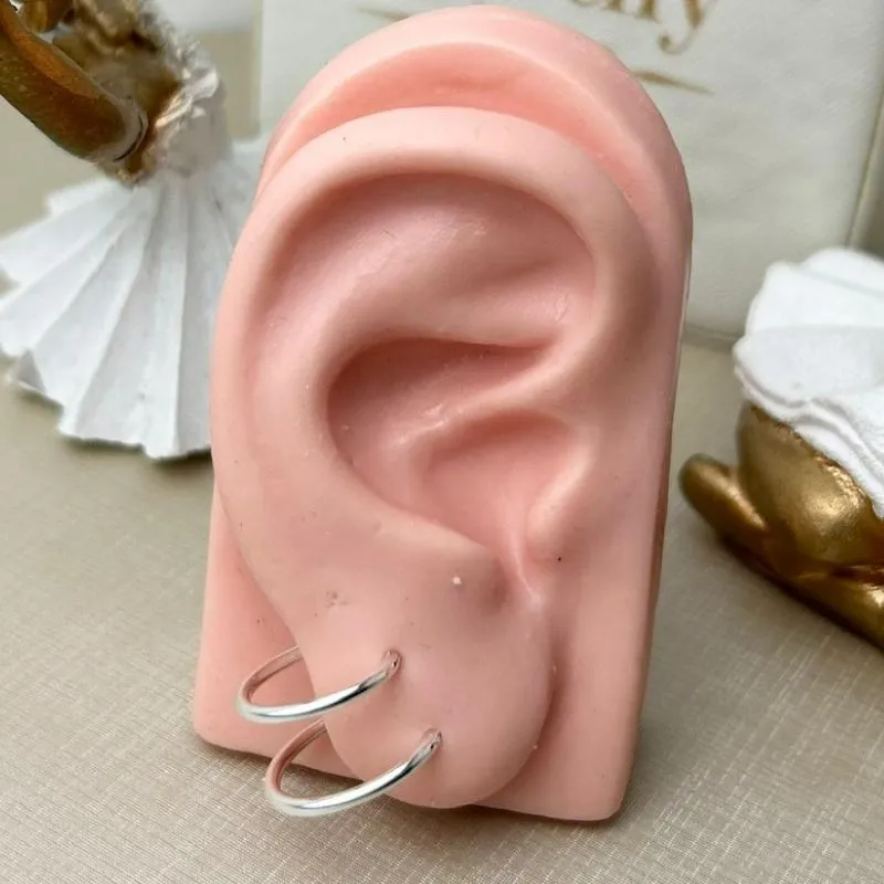 Argola Dupla Lisa Banhada a Prata