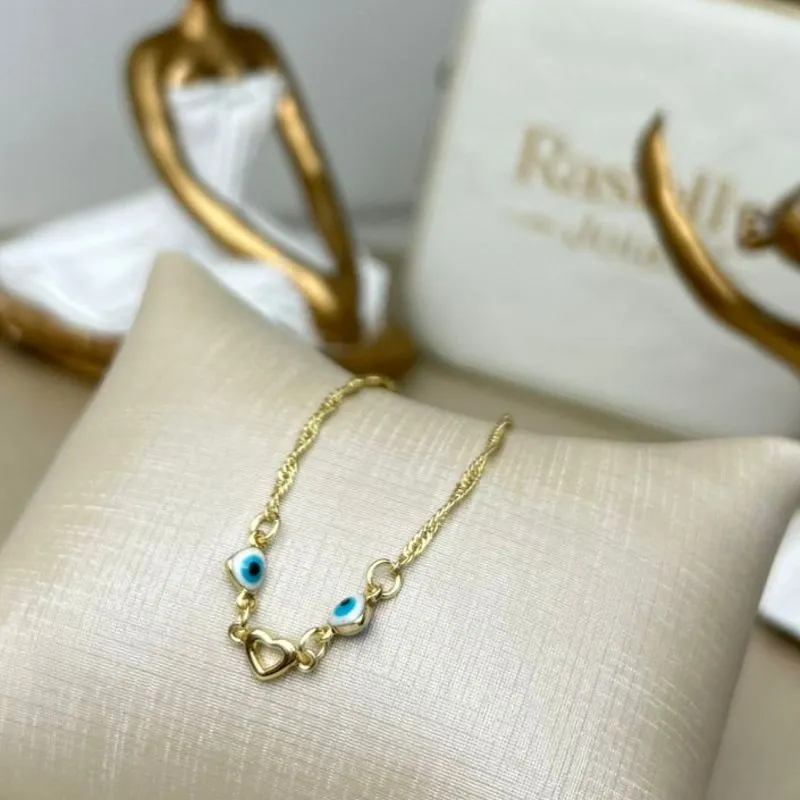 Tornozeleira  Olho Grego Com Coração