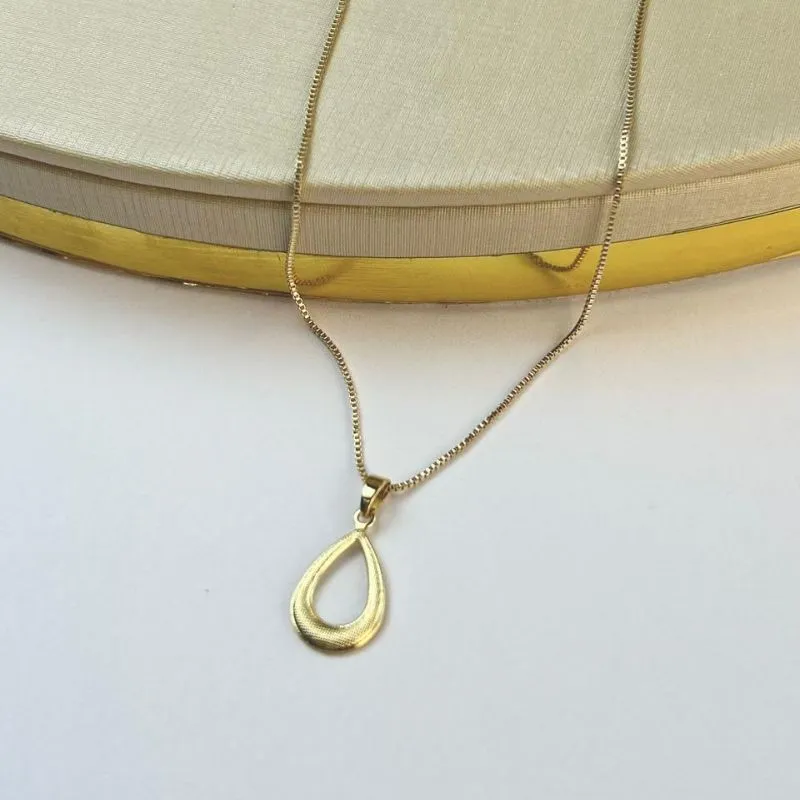 Colar Gota De Liso Banhado Ouro